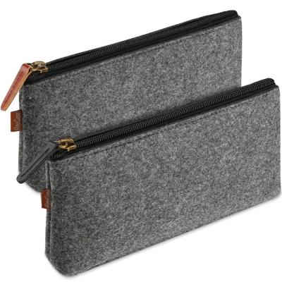 China Schools & Offices 2019 Pencil Case New Custom Design Felt Pencil Bag Gray Felt Pencil Pouch With Zipper for sale