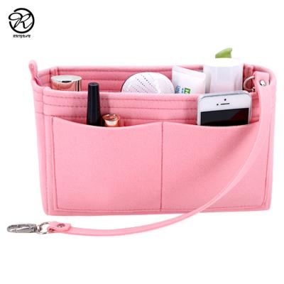 China ENGLAND STYLE High Quality Felt Insert Bag Cosmetic Pouch Felt Cosmetic Makeup Bags Organizer For Girl for sale