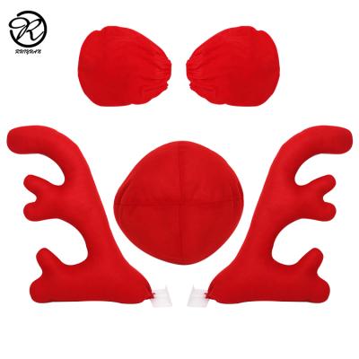 China Top Decoration Reindeer Festival Car Decoration Christmas Window Red Nose Antlers For Car Decoration for sale