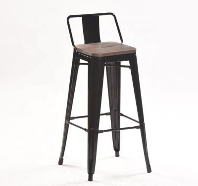 China Contemporary Bar Stool Antique Iron High Metal with Wood Seat Commercial Industrial Vintage Cheap Italian Design Restaurant Black Modern for sale