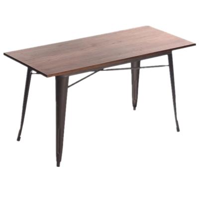 China Modern Wholesale Cheap Good Quality Solid Wood Top Dining Tables With Metal Legs for sale