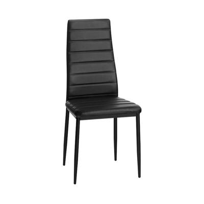 China Modern Wholesale Modern Furniture Stainless Steel Black Colored Faux Leather Upholstered Nordic Cafe Kitchen Dining Room Chair for sale