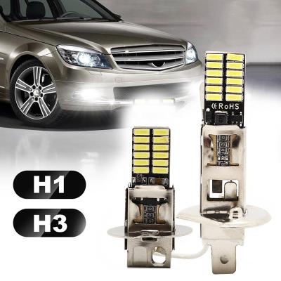 China Car Led Headlight H1 H3 Front Fog Lamp 4014 24SMD DC12-24V Modified LED Bulb Led Fog Light H1/H3 Product for sale