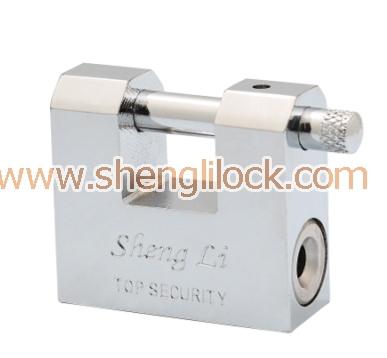 China Chrome Plated Rectangular Iron Vane Padlock from Chrome Plated Iron Lock Body Manufacturer for sale