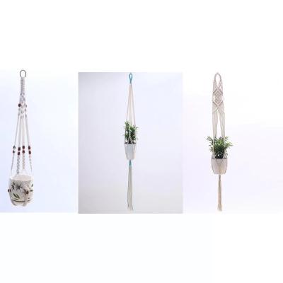 China 3 Macrame Cotton Air Cotton Macrame Plant Handcrafted Indoor Hanger Wall Hanging Decor Handmade Home Accessories Decoration Set for sale