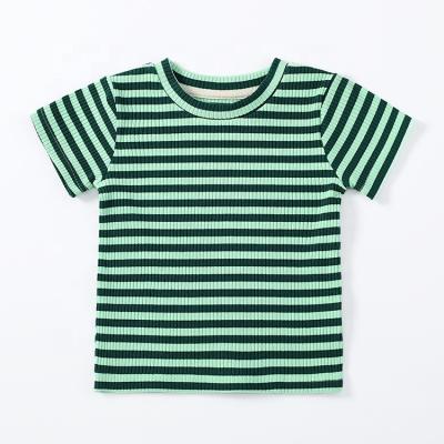 China Breathable Skin Friendly Baby Short Sleeve T-shirt Summer Unisex T-shirt O Neck Striped Cotton Kids T-shirt Short Sleeve for sale