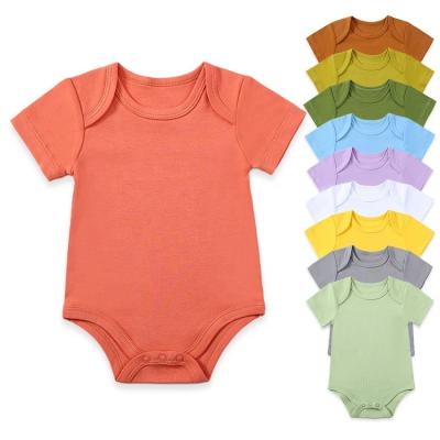 China Cozy Baby Clothes 100% Cotton Summer Organic Baby Romper Newborn Baby Clothes Shorts Sleeve Top Snap Button Infant Jumpsuit for sale