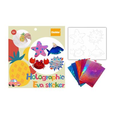 China Children Educational Holographic Wall Cartoon Sticker Set Holiday DIY Decorative Stickers Craft Art Toys for sale