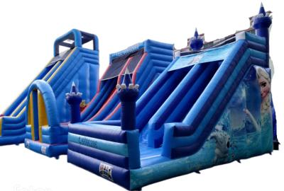China Nueva llegada deslizamiento inflables azul seco para alquiler, deslizamiento inflables al aire libre de dos carriles para niños en venta