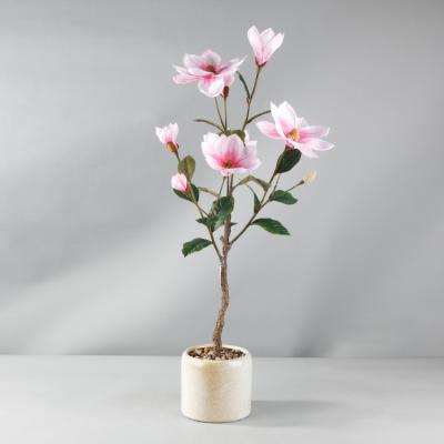 China Eco-friendly Good Quality Artificial Magnolia Plants Decor Magnolia Flower Realistic Bonsai Plants 92cm for sale