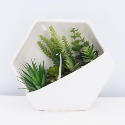 China 2020 Hot Selling Artificial Home Plant White Geometric Succulent Planter Eco - Friendly for sale