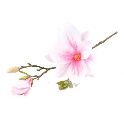 China Fashion eco-friendly artificial pink silk magnolia real touch magnolia flower wholesale for sale