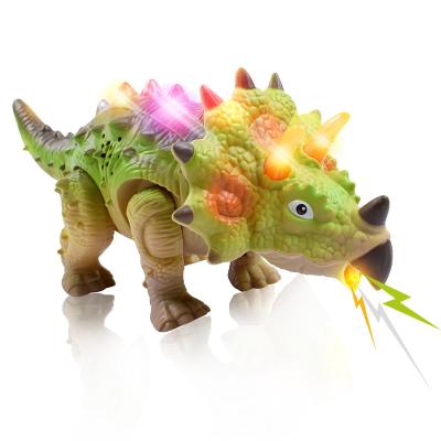 China Play Indoors and Outdoors YongnKids Automatic Detachable Glare Lights Walking and Sounding Dinosaur Toys Glowing Triceratops for sale