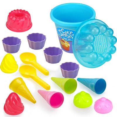 China YongnKids Summer Kids Outdoor Play Plastic Soft Beach Bucket Sand Toy Beach Toys Ice Cream Barrels 17PCS for sale