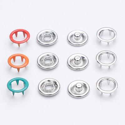 China Dry cleaning garment accessories custom covered five claw 9.5mm metal five-prong buckle push button cap ring snap fork button for sale