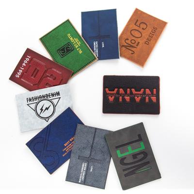 China Viable Custom Logo Printed Jeans Label Tag Bag Leather Patches Embossed Patch Jeans Label Leather Patch for sale