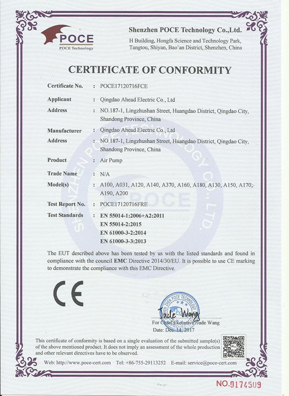 CE - Qingdao Ahead Electric Co., Ltd.