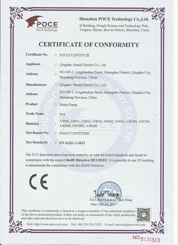 CE - Qingdao Ahead Electric Co., Ltd.