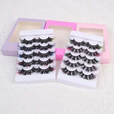 China Waterproof Your Own Brand Logo False Custom 5D Lash Strips Eyelashes Wholesale 5D 25mm Lashes Fluffy Mink Eyelashes for sale