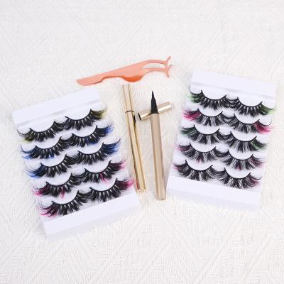 China Waterproof Eye Tail Lengthening Two Eyelashes Mink Wispy Custom Lashes Fake Eyelashes Color Toned Real for sale