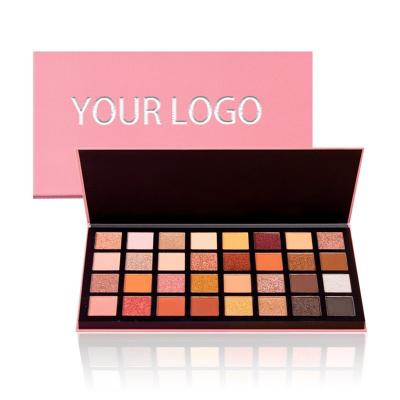 China Waterproof Custom Wholesale Custom 32 Colors Packing Box Pink No Logo Eye Shadow Private Label Makeup Glitter Eyeshadow for sale