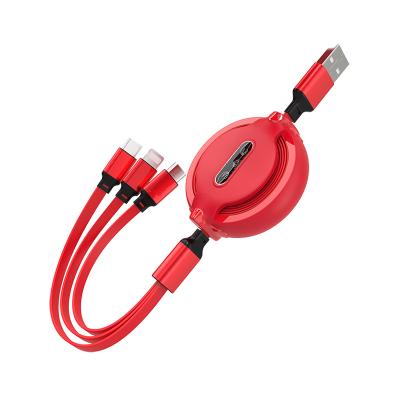 China Telescopic for three xzy round retractable 3 in 1 charging cable data cable fits Apple USB charging cable for sale