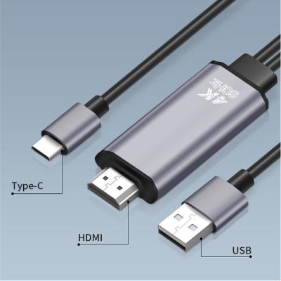 China COMPUTER type c HD-MI-male to male cable 4k 60HZ for phone to HDTV with USB power supply for sale