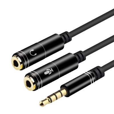 China 3.5mm 1 female to male earphone 2 male earphone audio cable 3.5 mm Jack Aux to aux audio cable. Earphone Microphone Splitter Adapter for Phone Laptop for sale