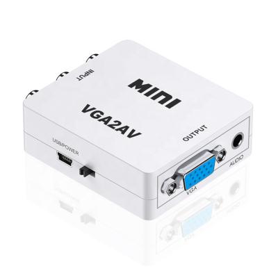 China AV2VGA AV2VGA RCA AV to VGA Converter with 3.5mm CVBS Audio Adapter for sale