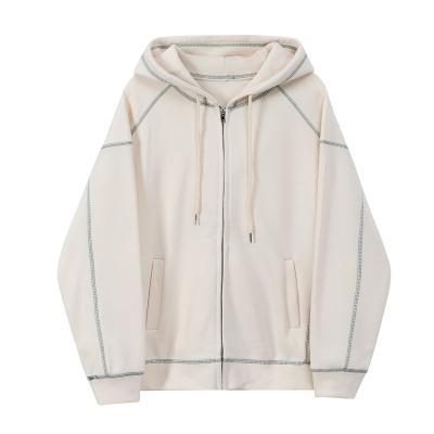 China 2021 women's contrast anti-shrink color zipper spring hooded sweater and autumn cardigan loose thin jacket for sale