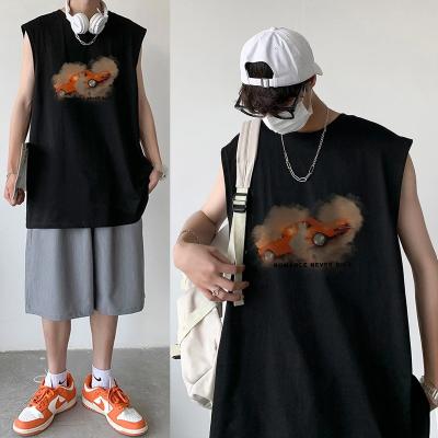 China 2022 Korean Couples Tops Loose Vest Fitness T-shirt Sleeveless Loose Vest Cotton Hong Kong Style Casual Summer Men's Basketball QUICK DRY for sale