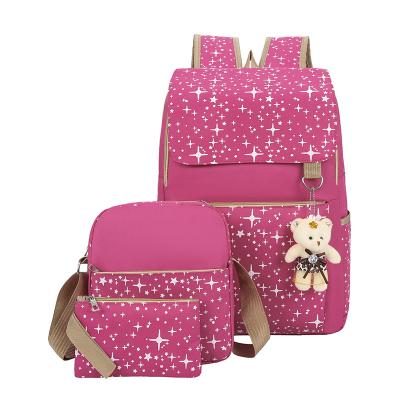 China 3pcs set 2021 new design 3pcs set school bags school backpack hot sale school bags girls for sale