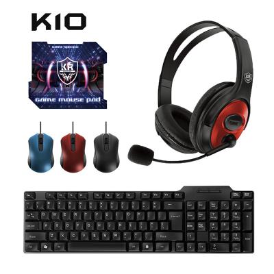 China Professional Anti-Drop Keyboard Mouse Earphones 4-in-1Combo Mouse Pad Set for Gaming Computer Laptop Mac Windows OS Slim Keyboard for sale