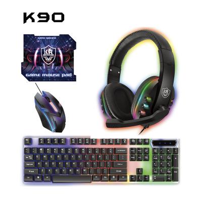 China Professional Anti-Drop Gaming Keyboard Mouse Earphones Mouse Pad 4-in-1Combo Set with RGB Light Computer Laptop Mac Windows OS for sale