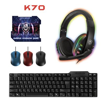 China Anti-Drop Gaming Keyboard Mouse Earphones 4-in-1Combo Mouse Pad Set with RGB Light Computer Laptop Mac Windows OS Earphones Games for sale