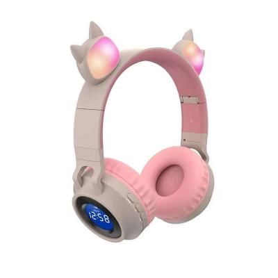 China LED Display Screen LED Headset Cat Ears Headphones Kids Gift Wireless Headphones With SD Card FM Radio for sale