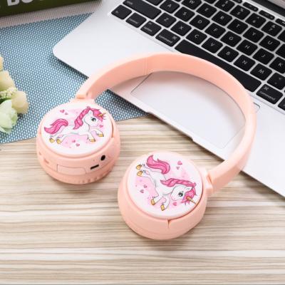 China FM Radio SD Card Unicorn Earbuds Cartoon Wireless Headphones Cute Gift Earbuds With SD Card FM Radio For Girls for sale