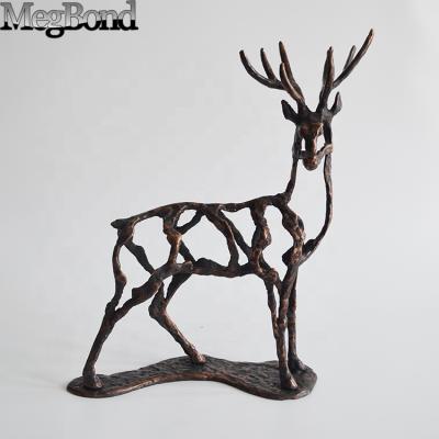 China Europe Cast Iron Deer Decor Deer Garden Statue Bronze Deer for sale