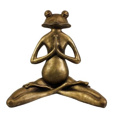 China Europe gold resin yoga frog statues for garden decoration or home decoration for sale