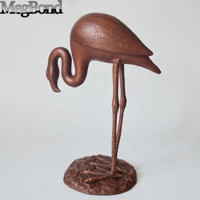 China Europe Large Cast Iron Flamingo Metal Sculpture Bird Statues for sale