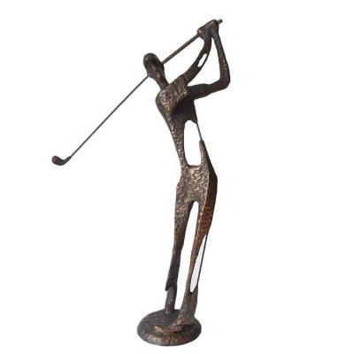 China Large Europe Cast Carving Golf Player Statue For Home Decor , Uniqure Metal Handwork for sale