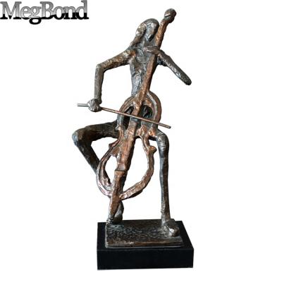 China Modern Abstract Europe Metal Musician Cellist Statue for sale