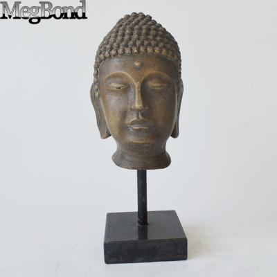 China India Polyresin Stone Buddha Head Table Statue for Home Decor for sale