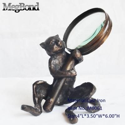 China Funny Europe Cast Bronze Cat Magnifying Glass For Desktop for sale