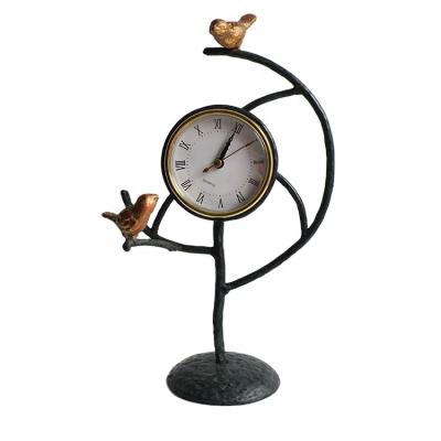 China Cartoon cast iron bird on branch desk and table antique clocks for decoration for sale