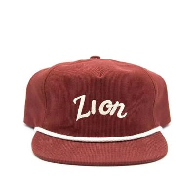 China COMMON Wholesale Custom Made Flat Panel Unstructured Red Black Corduroy 5 Brim Unstructured Tied Baseball Hat for sale