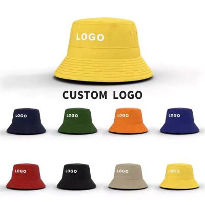 China Custom Image 2022 Fashion Summer Bucket Hat Solid Color Wide Brim Basin Hat Customizable Logo for sale