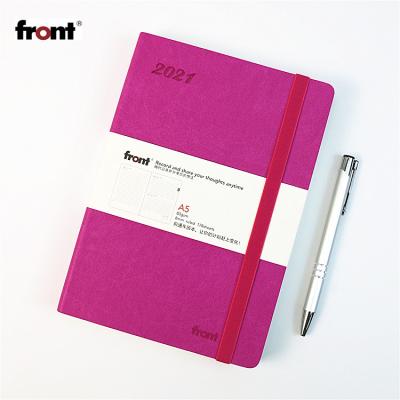 China 80gsm 80gsm 2022 Printing Softcover a5 Leather Planner Notebook PU Leather Paper Agendas 2021 for sale