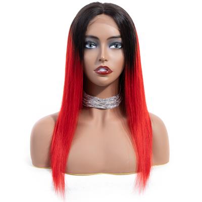 China Water Wave HL12-BR 13x4 4x4 Full Lace Wigs T1B# And Red# Gradient 180% Remy Human Hair Wigs Straight FO Two Tone Color Women for sale