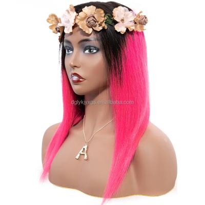 China Water Wave HL13-BP 13x4 4x4 Full Lace Wigs T1B# And Pink# Gradient 180% Remy Human Hair Wigs Straight FO Two Tone Color Women for sale